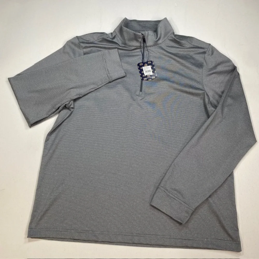 Tourney Brand Mens Quarter Zip Pullover Steel Gray Micro Stripe Golf Long Sleeve